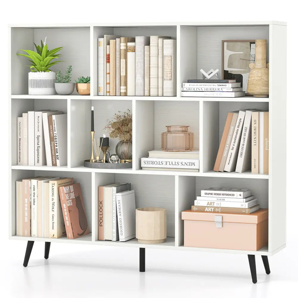 7/8/10-Cube Bookcase with 5 Tapered Metal Legs-10 Cubes - Bookcases