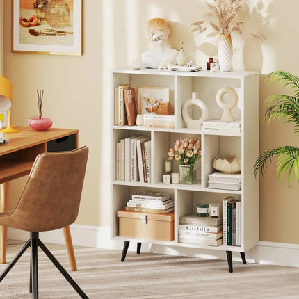 7/8/10-Cube Bookcase with 5 Tapered Metal Legs-7 Cubes - Bookcases