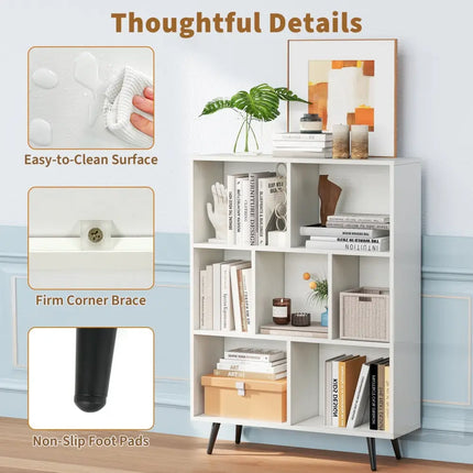 7/8/10-Cube Bookcase with 5 Tapered Metal Legs-7 Cubes - Bookcases