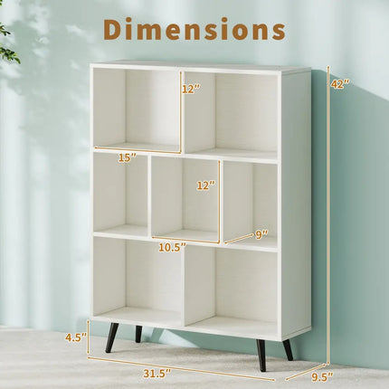 7/8/10-Cube Bookcase with 5 Tapered Metal Legs-7 Cubes - Bookcases