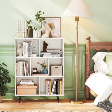 7/8/10-Cube Bookcase with 5 Tapered Metal Legs-7 Cubes - Bookcases