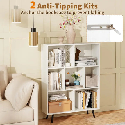 7/8/10-Cube Bookcase with 5 Tapered Metal Legs-7 Cubes - Bookcases