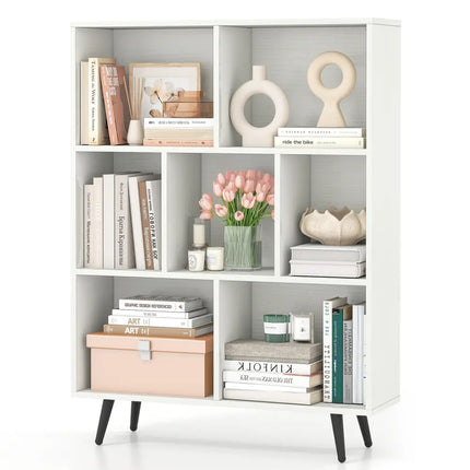 7/8/10-Cube Bookcase with 5 Tapered Metal Legs-7 Cubes - Bookcases