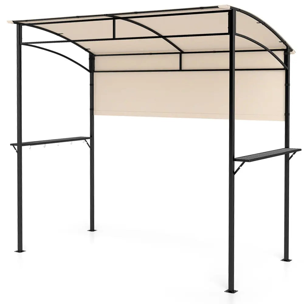 7.8 x 4.4 FT Outdoor Patio BBQ Canopy with Metal Shelves and Bottle Openers-Beige - Beige - Gazebos