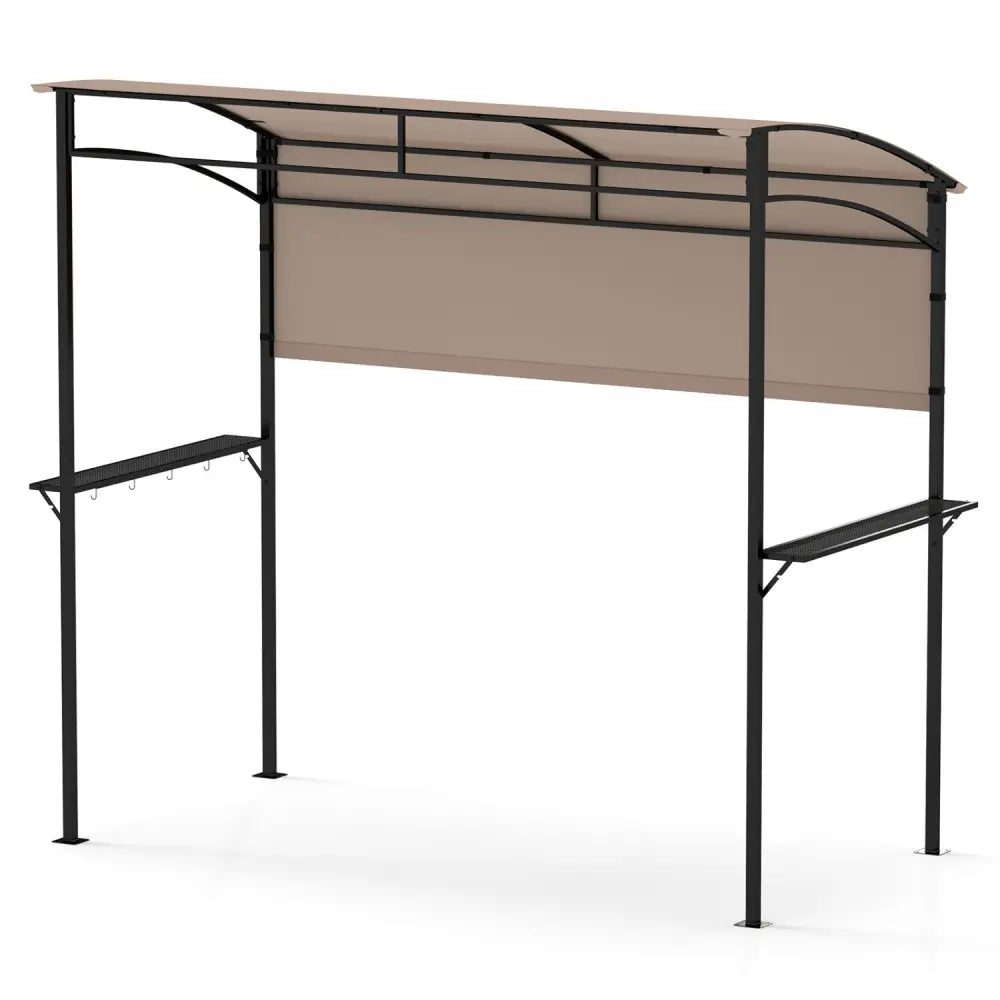 7.8 x 4.4 FT Outdoor Patio BBQ Canopy with Metal Shelves and Bottle Openers-Brown - Brown - Gazebos