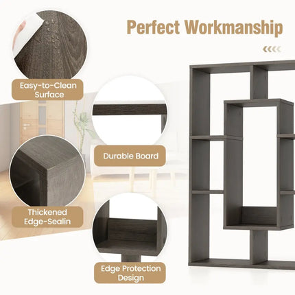 7-Cube Geometric Bookshelf Modern Decorative Open Bookcase-Gray - Gray - Bookcases