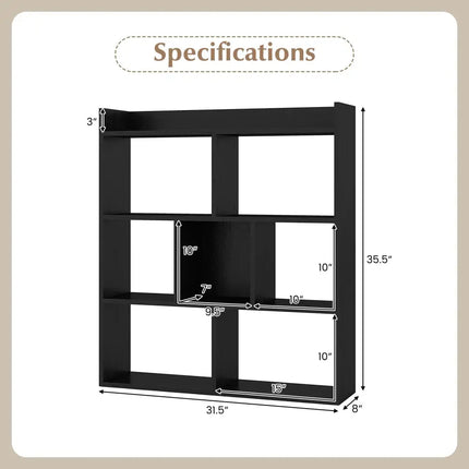 7 Cubes Open-back Bookshelf with Anti-Toppling Devices-Black - Black - Bookcases