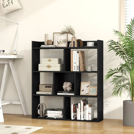 7 Cubes Open-back Bookshelf with Anti-Toppling Devices-Black - Black - Bookcases