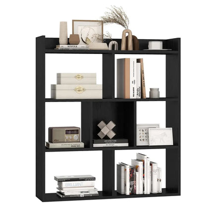 7 Cubes Open-back Bookshelf with Anti-Toppling Devices-Black - Black - Bookcases