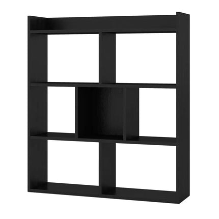 7 Cubes Open-back Bookshelf with Anti-Toppling Devices-Black - Black - Bookcases