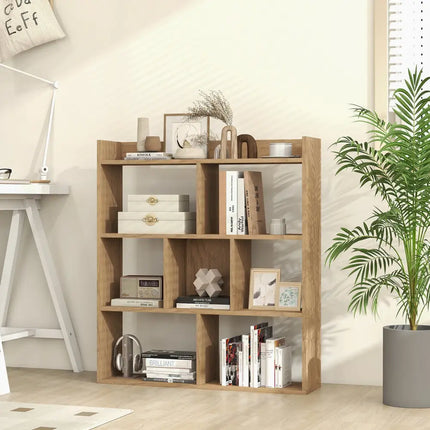 7 Cubes Open-back Bookshelf with Anti-Toppling Devices-Natural - Natural - Bookcases