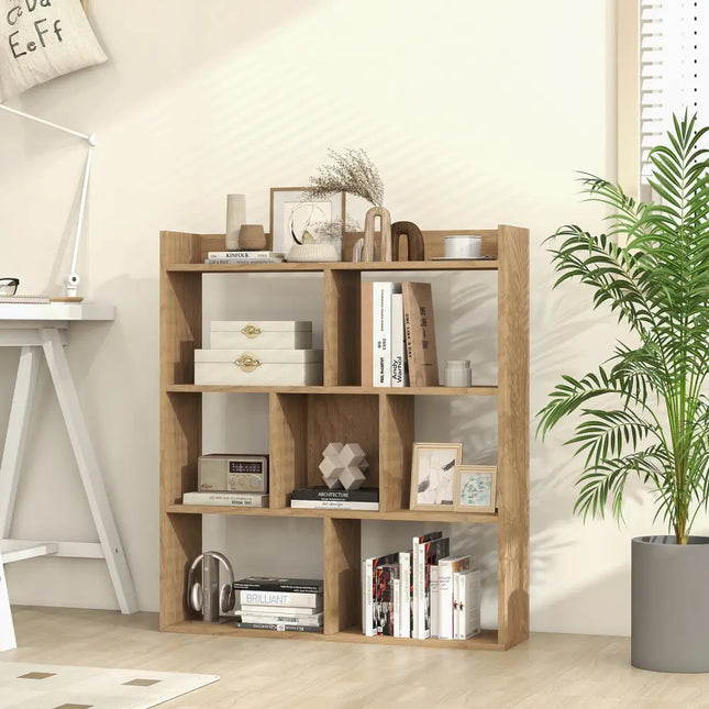 7 Cubes Open-back Bookshelf with Anti-Toppling Devices-Natural - Natural - Bookcases