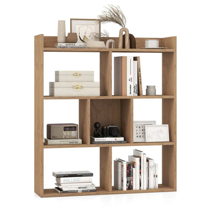 7 Cubes Open-back Bookshelf with Anti-Toppling Devices-Natural - Natural - Bookcases