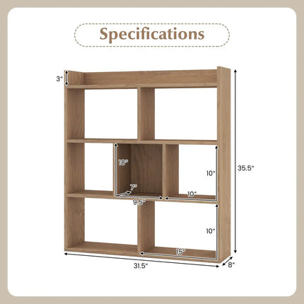 7 Cubes Open-back Bookshelf with Anti-Toppling Devices-Natural - Natural - Bookcases