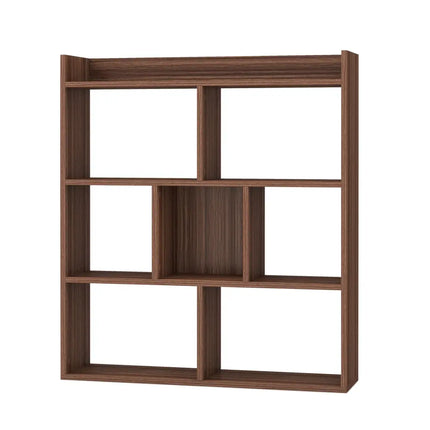 7 Cubes Open-back Bookshelf with Anti-Toppling Devices-Walnut - Walnut - Bookcases