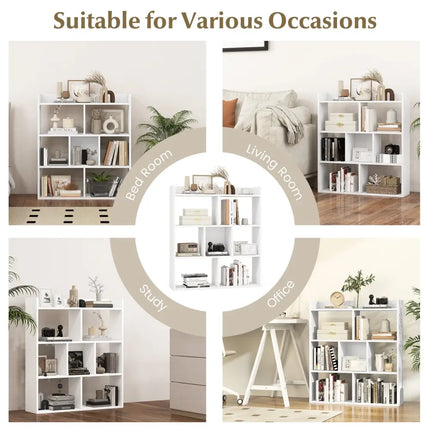 7 Cubes Open-back Bookshelf with Anti-Toppling Devices-White - White - Bookcases