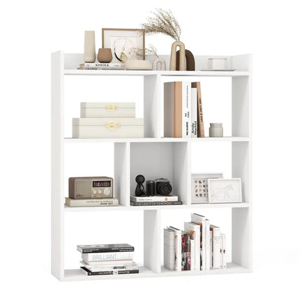 7 Cubes Open-back Bookshelf with Anti-Toppling Devices-White - White - Bookcases