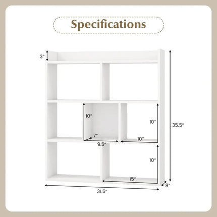 7 Cubes Open-back Bookshelf with Anti-Toppling Devices-White - White - Bookcases