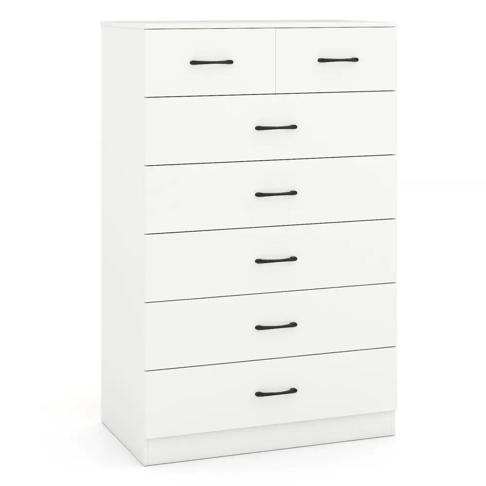 7-Drawer Tall Dresser with Metal Handles and Anti-Tipping Kits-White - White - Dressers & Chests