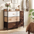 7 Drawer Tower Steel Frame and Wooden Top Dresser Storage Chest for Bedroom - Multicolor - Dressers & Chests