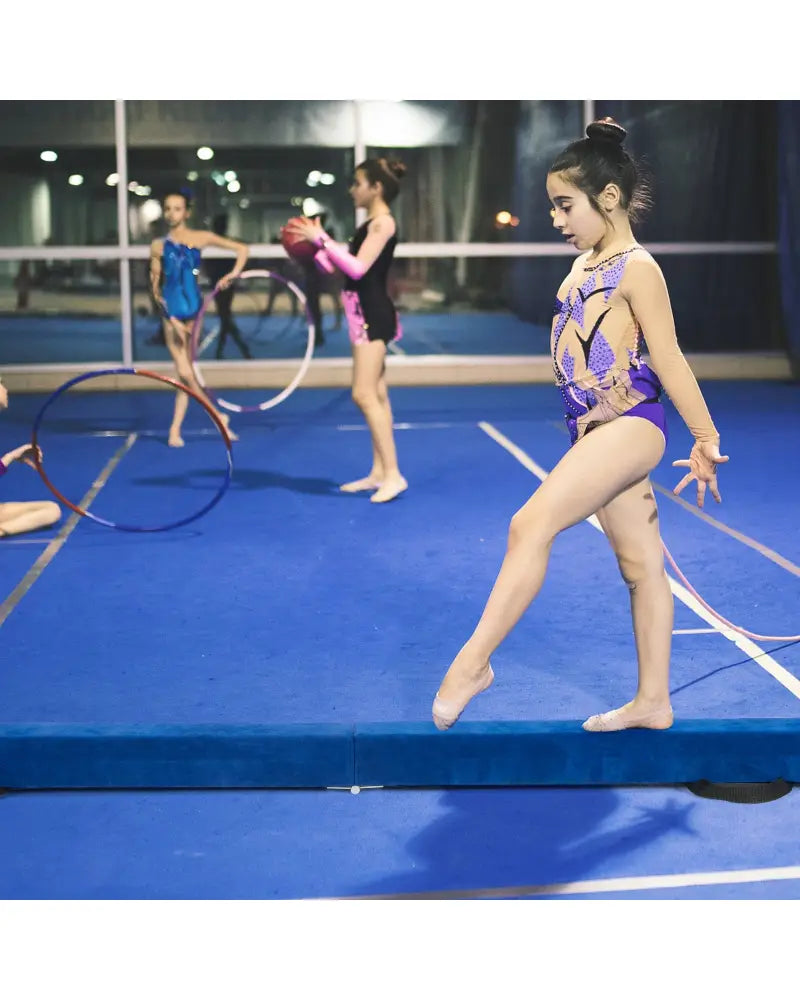 7 Feet Folding Portable Floor Balance Beam with Handles for Gymnasts-Blue - Blue - Yoga & Gym Mats