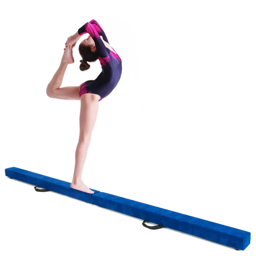 7 Feet Folding Portable Floor Balance Beam with Handles for Gymnasts-Blue - Blue - Yoga & Gym Mats