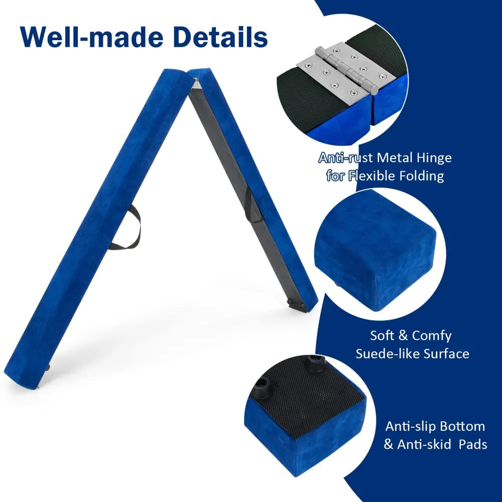 7 Feet Folding Portable Floor Balance Beam with Handles for Gymnasts-Blue - Blue - Yoga & Gym Mats