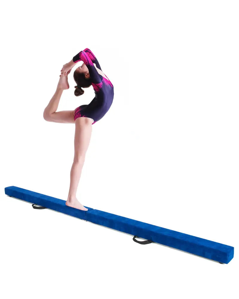7 Feet Folding Portable Floor Balance Beam with Handles for Gymnasts-Blue - Blue - Yoga & Gym Mats