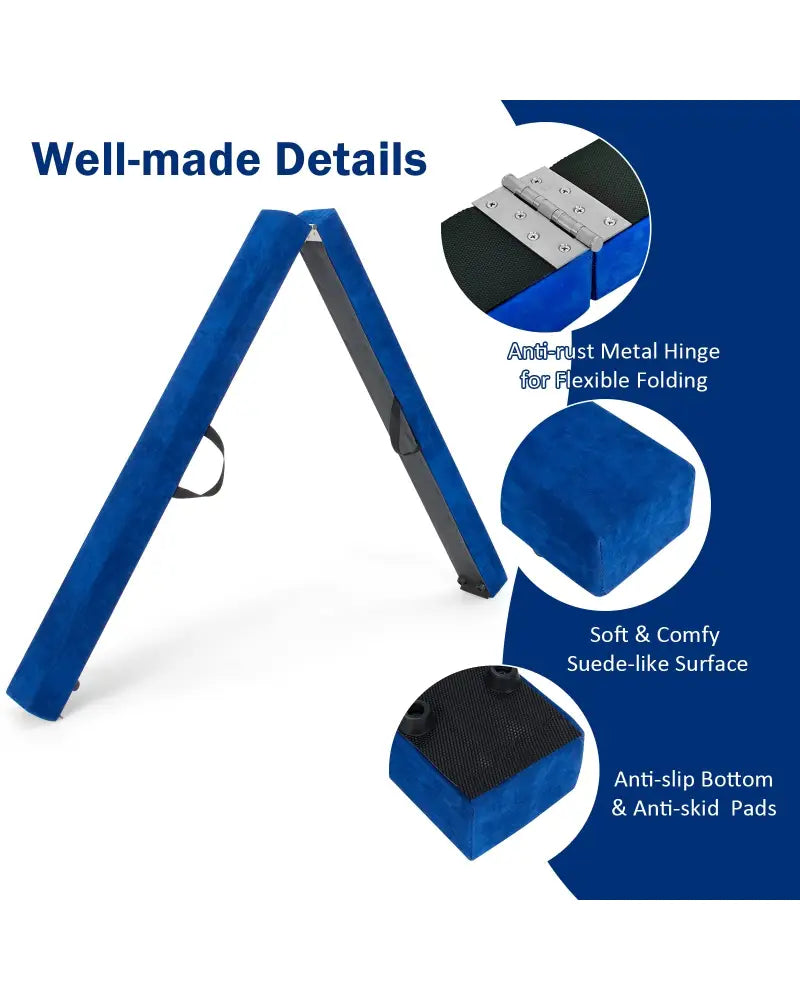 7 Feet Folding Portable Floor Balance Beam with Handles for Gymnasts-Blue - Blue - Yoga & Gym Mats