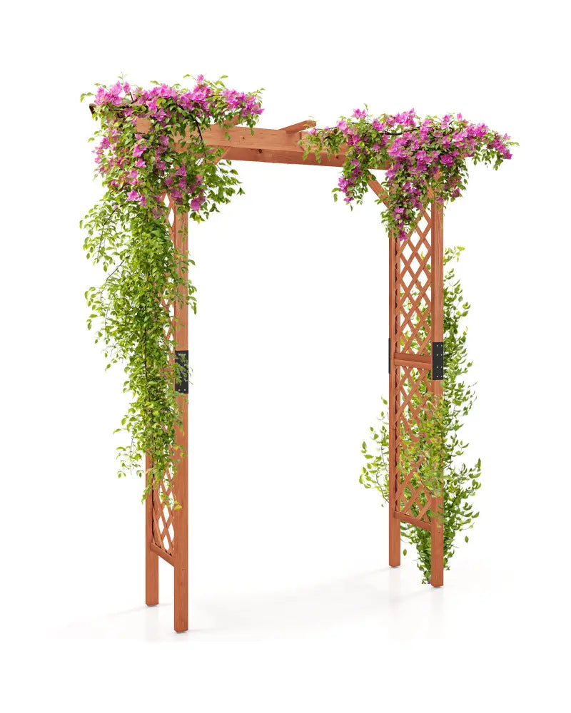 7 Feet Garden Wooden High Arbor Arch Plant Pergola - Natural - GardenÂ Arbors