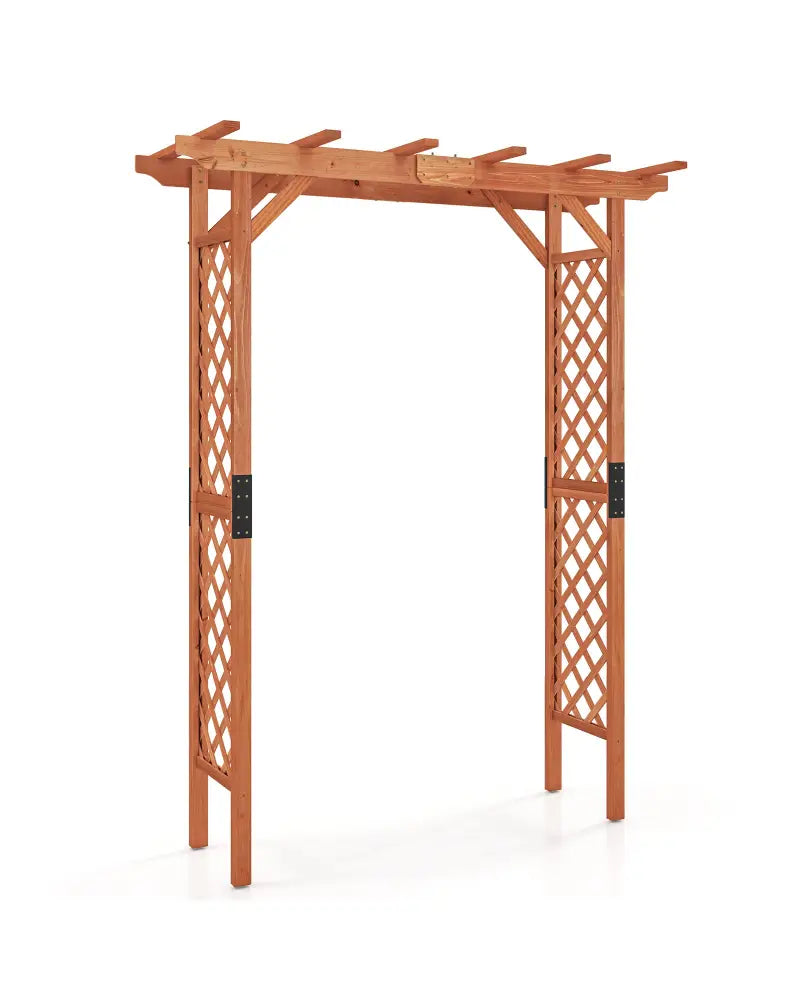 7 Feet Garden Wooden High Arbor Arch Plant Pergola - Natural - GardenÂ Arbors