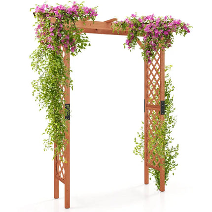 7 Feet Garden Wooden High Arbor Arch Plant Pergola - Natural - Outdoor Decor