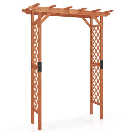 7 Feet Garden Wooden High Arbor Arch Plant Pergola - Natural - Outdoor Decor