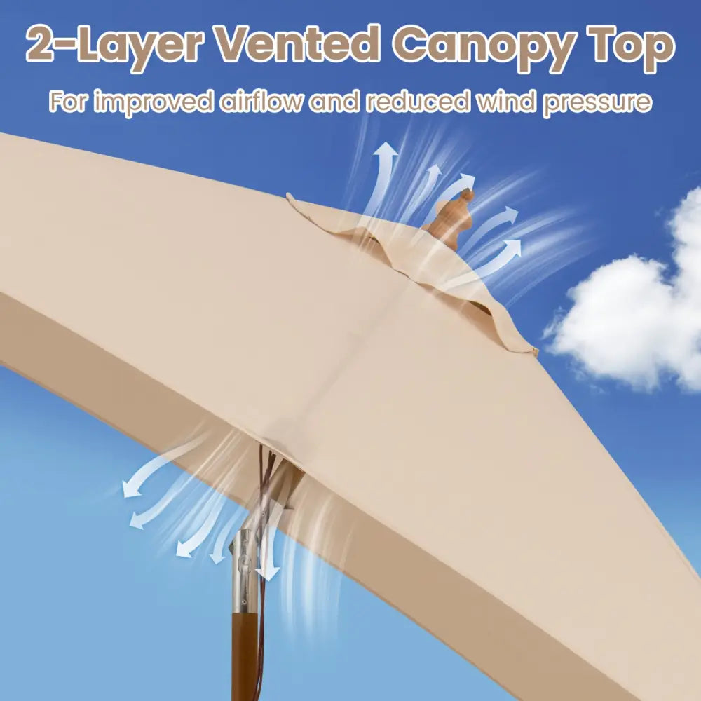 7 Feet Outdoor Rectangular Patio Umbrella with 3 Adjustable Heights-Beige - Beige - Outdoor Umbrellas