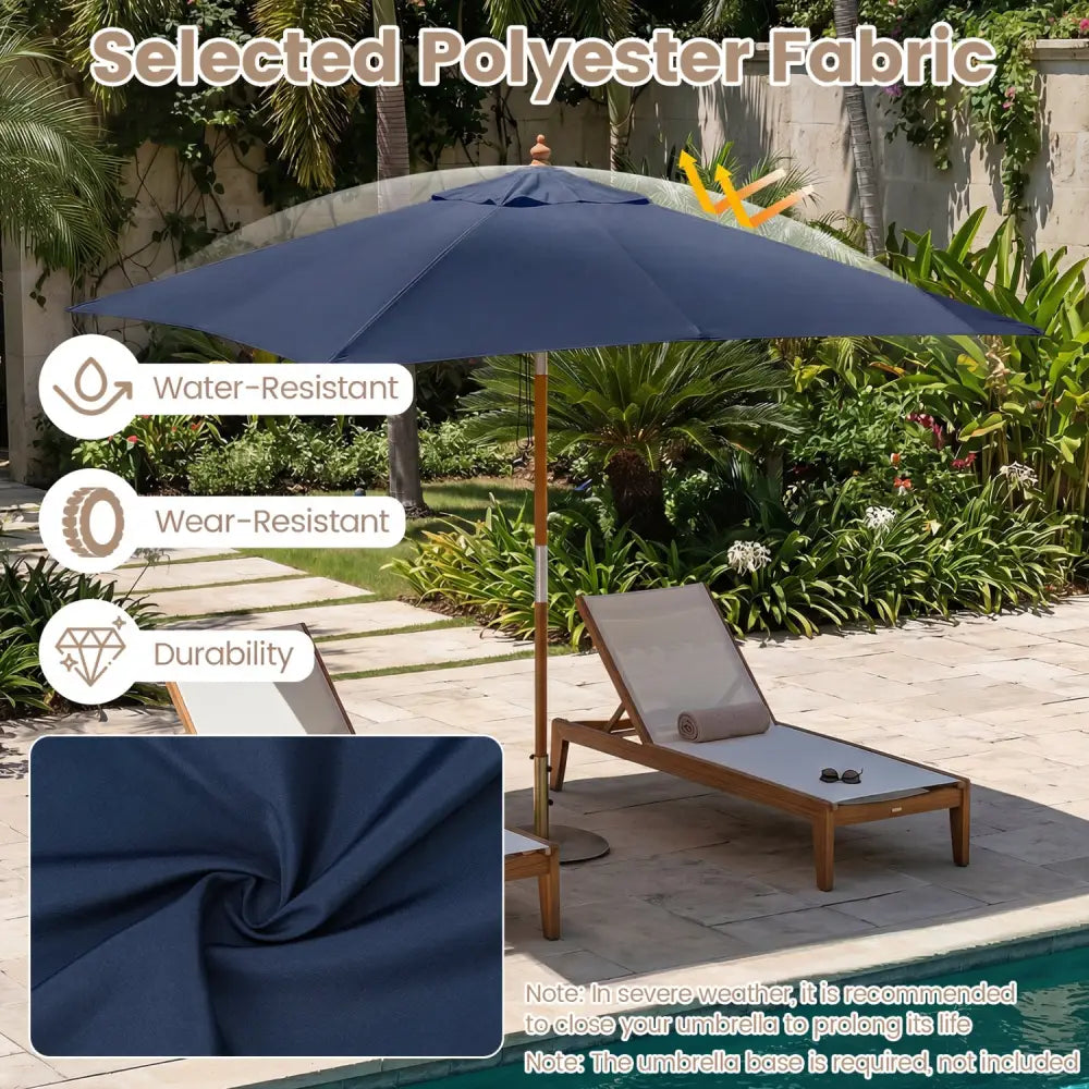 7 Feet Outdoor Rectangular Patio Umbrella with 3 Adjustable Heights-Navy - Navy - Outdoor Umbrellas