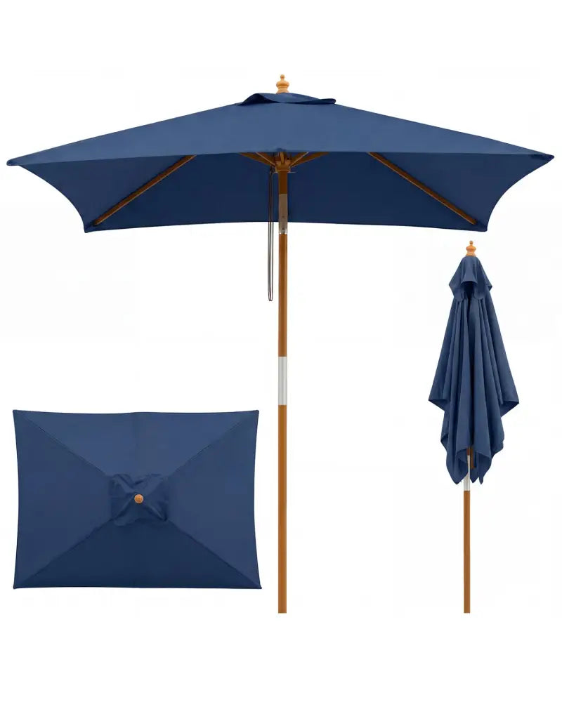 7 Feet Outdoor Rectangular Patio Umbrella with 3 Adjustable Heights-Navy - Navy - Outdoor Umbrellas