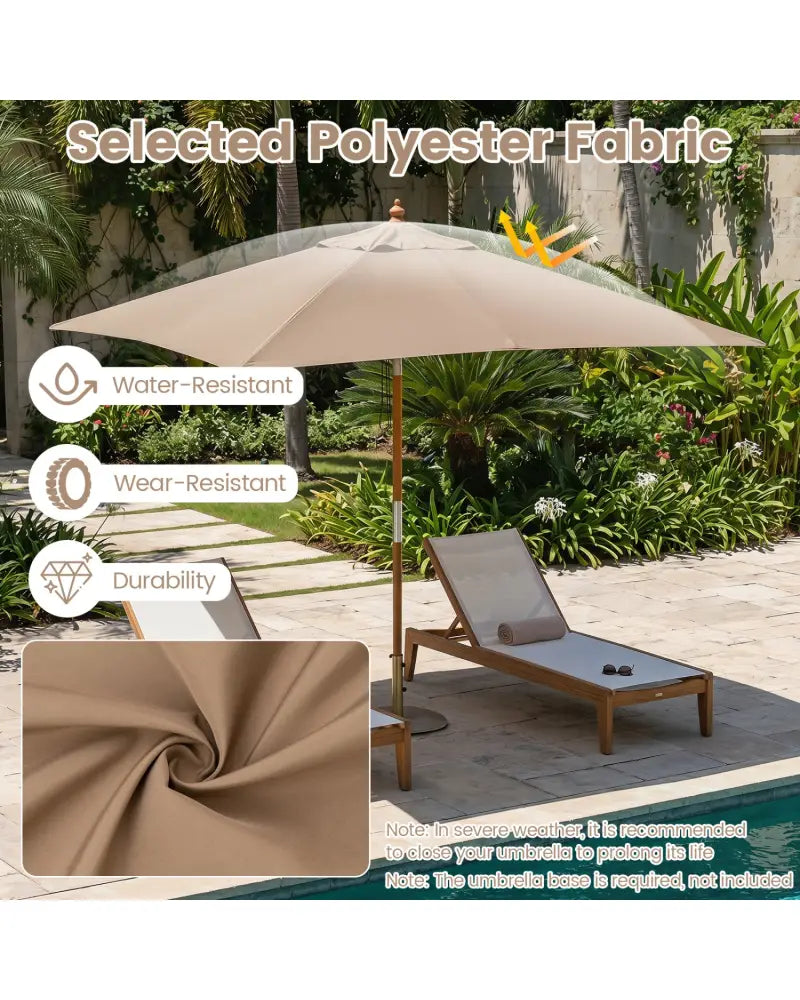 7 Feet Outdoor Rectangular Patio Umbrella with 3 Adjustable Heights-Coffee - Coffee - Outdoor Umbrellas