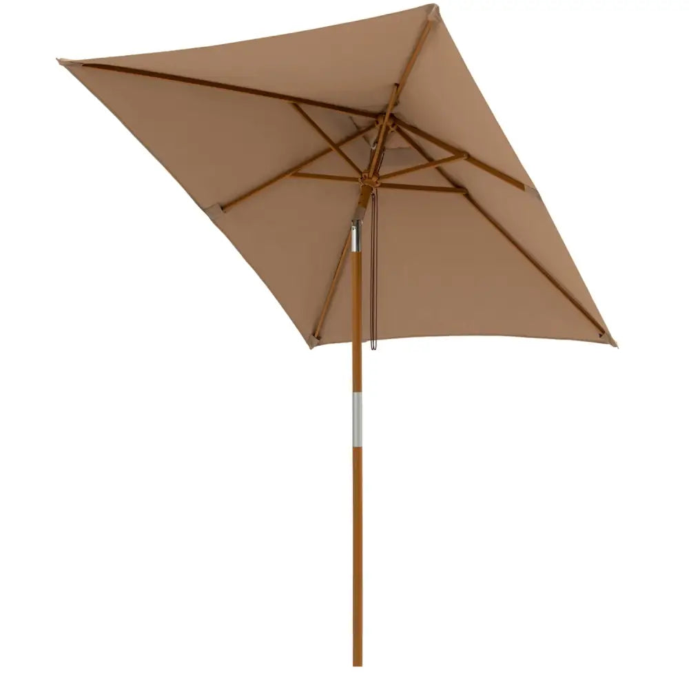 7 Feet Outdoor Rectangular Patio Umbrella with 3 Adjustable Heights-Coffee - Coffee - Outdoor Umbrellas