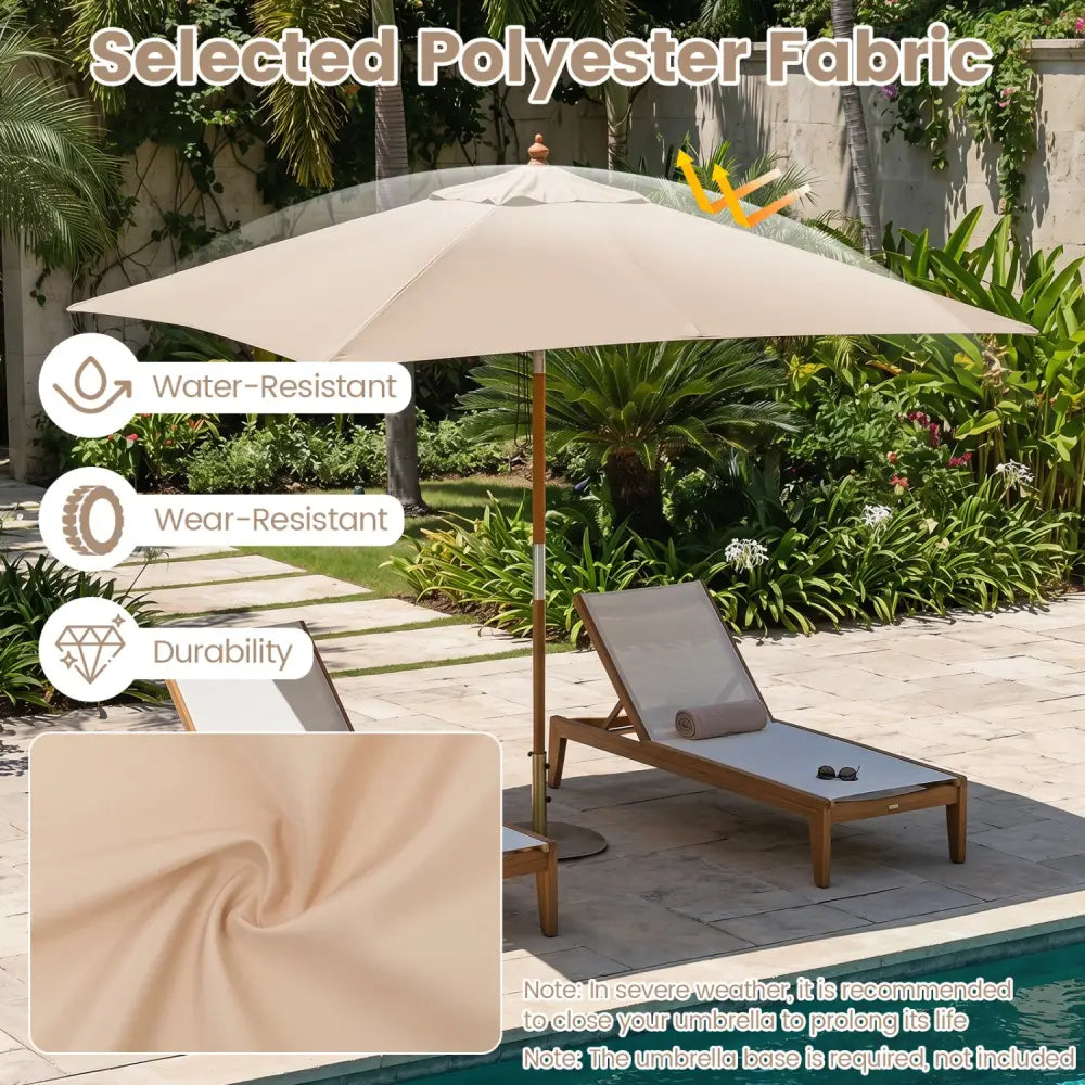 7 Feet Outdoor Rectangular Patio Umbrella with 3 Adjustable Heights-Beige - Beige - Outdoor Umbrellas