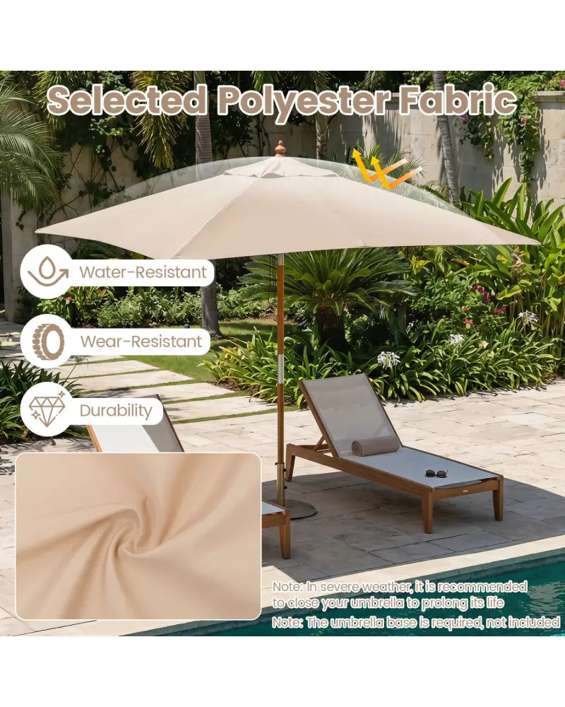 7 Feet Outdoor Rectangular Patio Umbrella with 3 Adjustable Heights-Beige - Beige - Outdoor Umbrellas