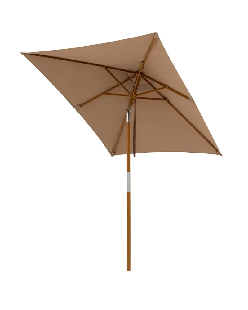 7 Feet Outdoor Rectangular Patio Umbrella with 3 Adjustable Heights-Coffee - Coffee - Outdoor Umbrellas