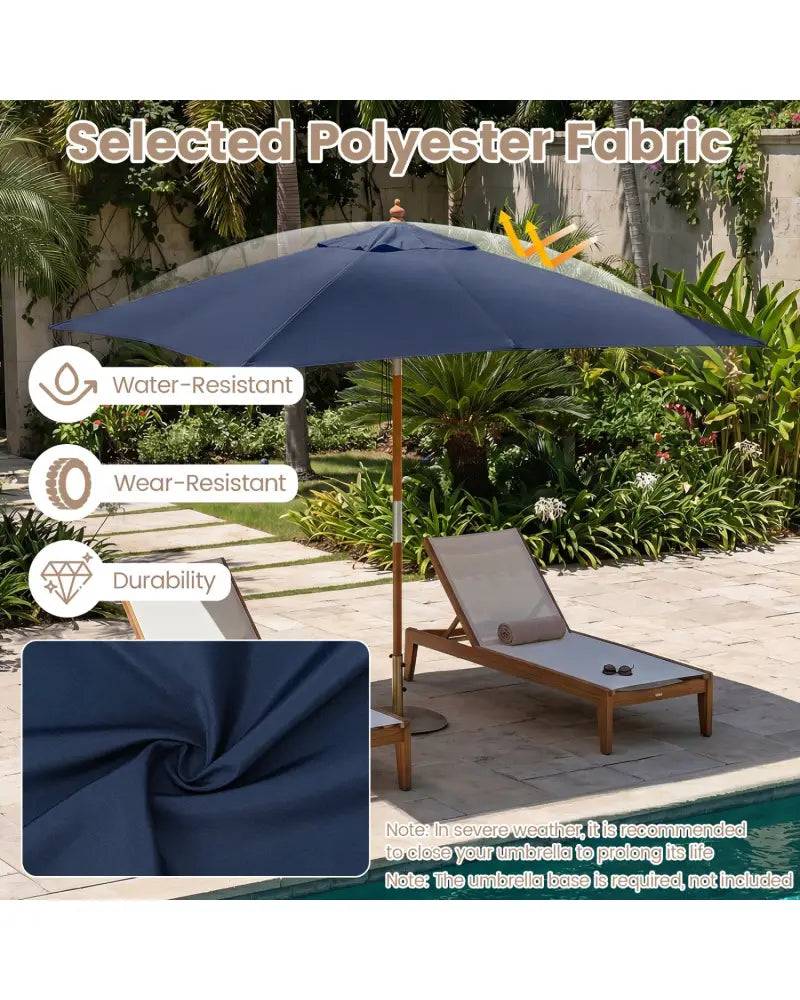 7 Feet Outdoor Rectangular Patio Umbrella with 3 Adjustable Heights-Navy - Navy - Outdoor Umbrellas