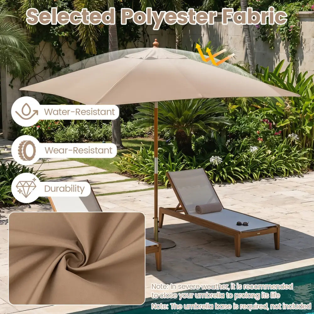 7 Feet Outdoor Rectangular Patio Umbrella with 3 Adjustable Heights-Coffee - Coffee - Outdoor Umbrellas