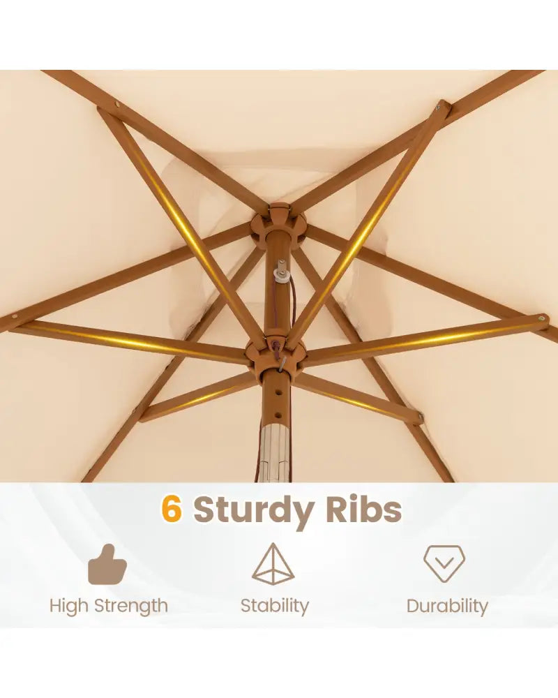7 Feet Outdoor Rectangular Patio Umbrella with 3 Adjustable Heights-Beige - Beige - Outdoor Umbrellas
