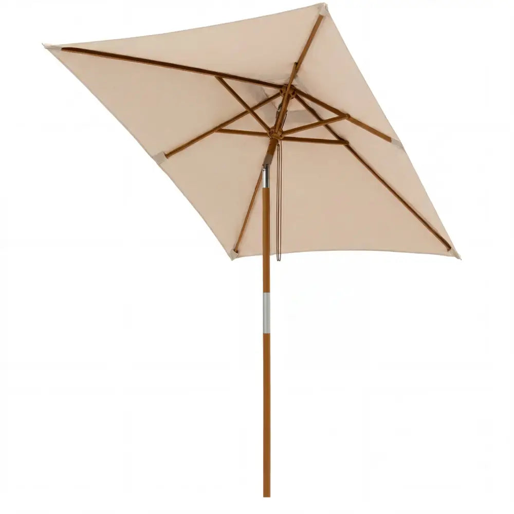 7 Feet Outdoor Rectangular Patio Umbrella with 3 Adjustable Heights-Beige - Beige - Outdoor Umbrellas