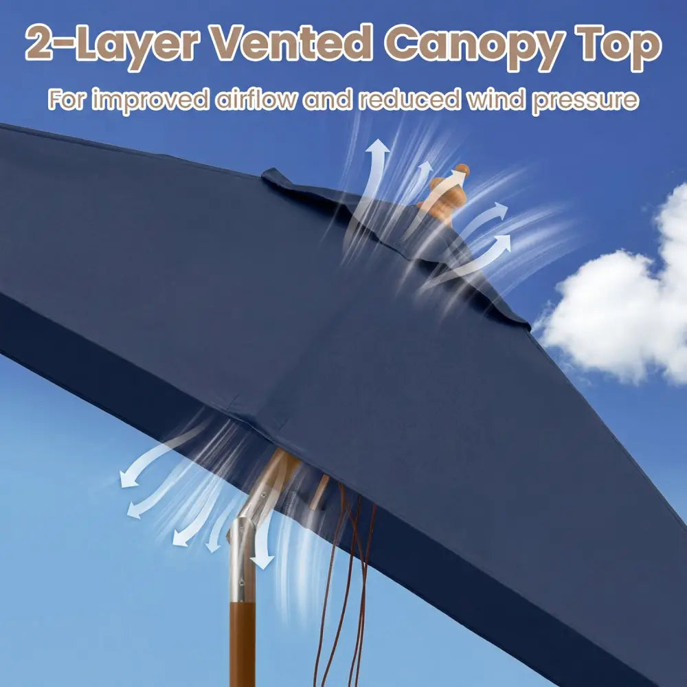 7 Feet Outdoor Rectangular Patio Umbrella with 3 Adjustable Heights-Navy - Navy - Outdoor Umbrellas