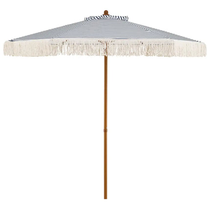 7 Feet Patio Umbrella with Fringe Sun-Protective Beach Umbrella with Boho Tassel-Blue - Blue - Outdoor Umbrellas