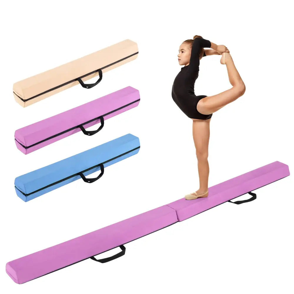 7 FT Folding Balance Beam with Removable Suede Cover and Non-slip Bottom-Purple - Purple - Yoga & Gym Mats
