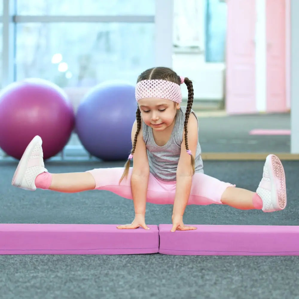 7 FT Folding Balance Beam with Removable Suede Cover and Non-slip Bottom-Purple - Purple - Yoga & Gym Mats