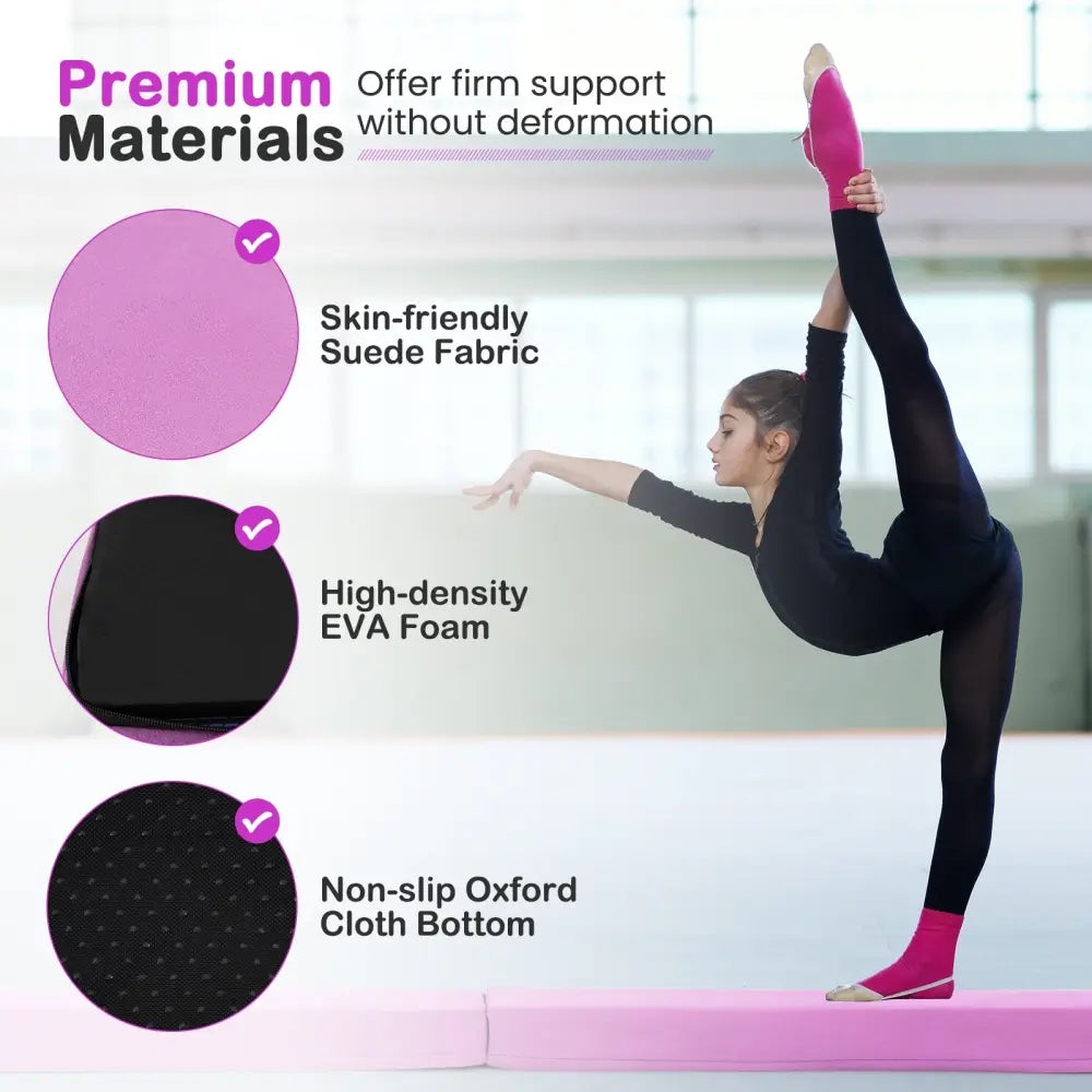 7 FT Folding Balance Beam with Removable Suede Cover and Non-slip Bottom-Purple - Purple - Yoga & Gym Mats